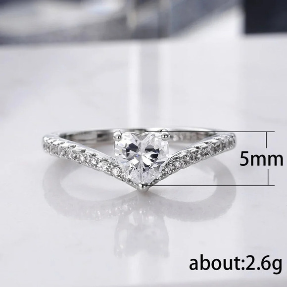 ❤Sweet Pure CZ Cubic Twisted Lovely Diamonds Heart Rings for Women,MARR9071 - Picture 3 of 3